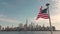 USA flag. Memorial Day, Veteran's Day, 4th of July. American Flag Waving near New York City, Manhattan view