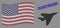 USA Flag Mosaic of Airplane Intercepter and Distress Flight Tracker Stamp
