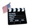 The USA flag with movie board clip