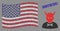 USA Flag Stylization of Devil and Scratched Don`T Be Evil Stamp