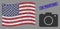 USA Flag Stylization of Photo Camera and Distress 3D Printing Seal
