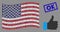 USA Flag Stylization of Thumb Up and Scratched OK Stamp
