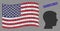 USA Flag Stylized Composition of Man Head Profile and Grunge Guests Only Seal