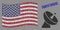 USA Flag Stylized Composition of Radio Telescope and Textured Empty Space Stamp