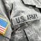 USA flag and U.S. Army patch on solder\'s uniform