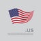 USA flag. Vector stylized us national poster design on white background. Wavy american flag with us domain, place for text. State