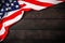 USA flag on wood background