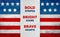 USA flag on wood, patriotic slogan