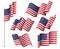 USA flags. Set of six wavy flags. United States patriotic national symbol