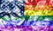 USA gay smoke flag, LGBT USA flag