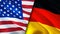 USA and Germany flags. 3D Waving flag design. USA Germany flag, picture, wallpaper. USA vs Germany image,3D rendering. USA Germany