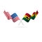USA and Ghana flags. Vector illustration.