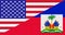 USA and Haiti flag on fabric texture. The concept of cooperation between the two countries
