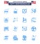 USA Happy Independence DayPictogram Set of 16 Simple Blues of house; party; american; day; balloons