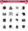 USA Happy Independence DayPictogram Set of 16 Simple Solid Glyphs of golden; bridge; food; soda; cola