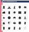 USA Happy Independence DayPictogram Set of 25 Simple Solid Glyph of elephent; map; landmark; location; washington
