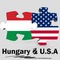 USA and Hungary flags in puzzle