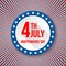 USA Independence Day background. 4 July national celebration. Patriotic template with text, stripes and stars for
