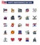 USA Independence Day Flat Filled Line Set of 25 USA Pictograms of day; paper; american; international flag; country