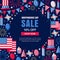 USA Independence Day sale vector banner template. Holiday navy frame background. 4 of July celebration concept.