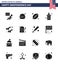 USA Independence Day Solid Glyph Set of 16 USA Pictograms of decoration; american; rugby; sign; election