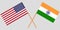 USA and India. American and Indian flags. Official colors. Correct proportion. Vector