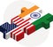 USA and India Flags in puzzle