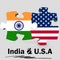 USA and India flags in puzzle