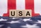 USA inscription acronym on american flag