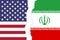 USA and Iran flags that are torn apart