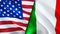 USA and Italy flags. 3D Waving flag design. USA Italy flag, picture, wallpaper. USA vs Italy image,3D rendering. USA Italy