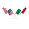 USA and Italy flags. Crossed flags. Vector illustration.
