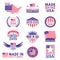 Usa labels. Flag made america american states flags label badge stamp star patriot stripe ribbon emblem sticker banner