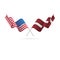 USA and Latvia flags. Vector illustration.