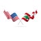 USA and Lebanon flags. Vector illustration.