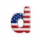 USA letter D - Lowercase 3d american flag font - American way of life, politics  or economics concept