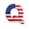 USA letter Q - Upper-case 3d american flag font - American way of life, politics  or economics concept