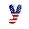 USA letter Y - Lowercase 3d american flag font - American way of life, politics  or economics concept