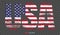 USA lettering. Grunge American flag. Transparent background.