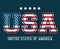 USA lettering United States of America flag design