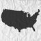 USA map in black on a background crumpled paper