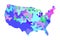 USA map with butterflies, color, insect, isolated.