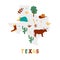 USA map collection. State symbols on gray state silhouette - Texas