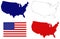 USA map and flag - federal republic in North America
