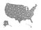 Usa map. Infographic us map with states and pins, topographic info outline road, travel poster vote vector election