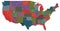 USA map with states - pictorial geographical poster of America,