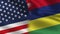 Usa and Mauritius Realistic Half Flags Together