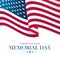 USA Memorial Day card with waving United States national flag.