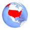 USA on metallic globe isolated