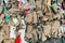 Usa, miami - april, 2020 Stack of pressed corrugated cardboards ready for recycling